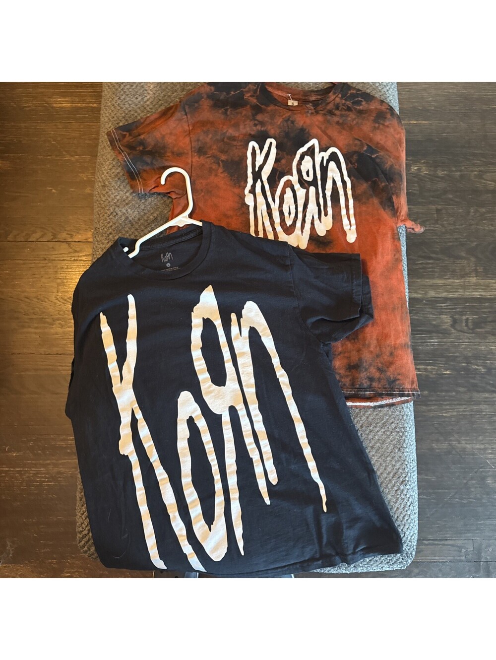 Korn Shirt Mens Large Black Red Tie Dye Band Tee Nu Metal 100% Cotton Two Shirts
